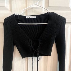 Zara black tie cropped top